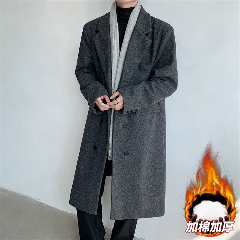 中长款毛呢大衣男加棉加厚外套高级感风衣JK0252-P98加棉110，男装风衣，星座308B-2