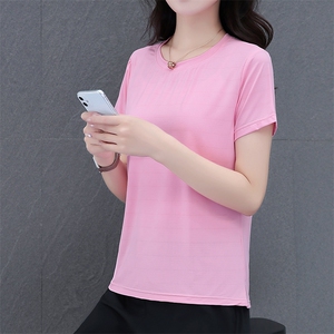 燕颉运动服短袖t恤女夏季2023新款中老年妈妈夏天冰丝速干上衣图片