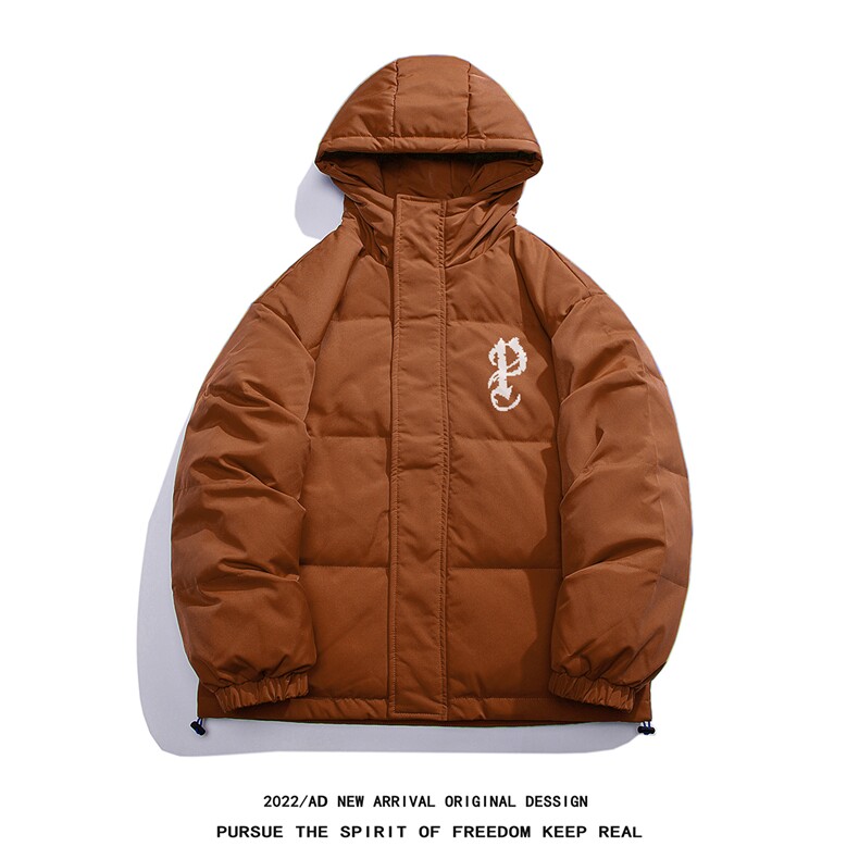 白鸭绒白底冬季潮流字母印花连帽羽绒服外套YR175P195控258，男装羽绒服，电商A247-1