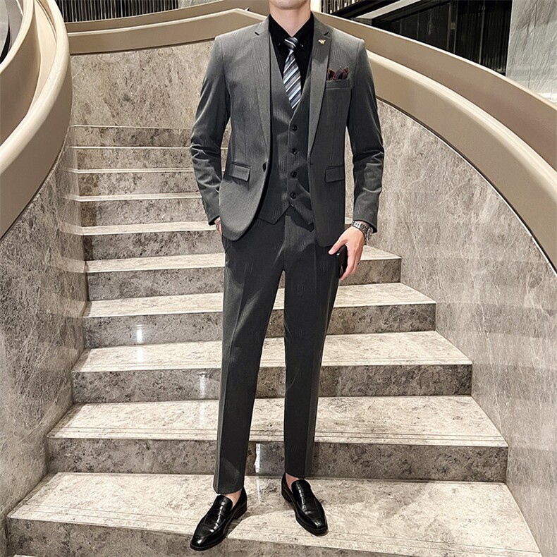 西服套装男西装男士商务休闲职业装修身新郎伴郎结婚三件套礼服潮,男装西服套装,星座505-2（原电商A260-1)