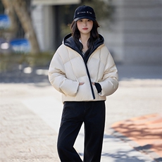 水衣源2783款短款连帽加厚保暖面包服茧形羽绒外套女，女装羽绒服，水衣源