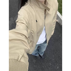 复古立领棒球服外套女款春秋新款宽松休闲卡其色夹克HH717P54，男装夹克，星座1013-5