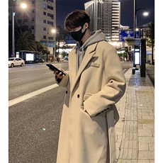 517A-8-Y65-P128现货高品质韩系中长款腰带毛呢大衣风衣外套，男装风衣，星座517A-8（原B282）