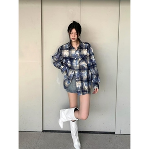 【有货】cleanfit扎染格子衬衫男设计感高级感衬衣C3002HH-特P50图片