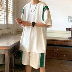 夏季新款情侣大码港风休闲运动五分裤两件套套装男S16P50，男装牛仔裤，电商B226-2（原B217-2）