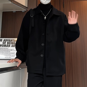 N2070/P75加棉P85冬季毛呢夹克男女中性风宽松大码呢子外套夹克图片
