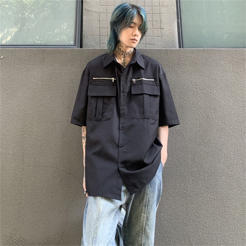 S13-P34美式高街痞帅短袖衬衫,男装衬衫,星座1501-1