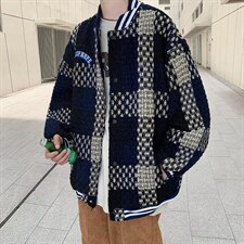 小香风格子夹克男复古潮流宽松休闲情侣款外套上衣W3657-P85，男装夹克，星座512-2