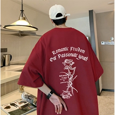 量大优可提供视频2024夏季新款美式短袖T恤D223A-T2453-P18，男装T恤，电商019-1