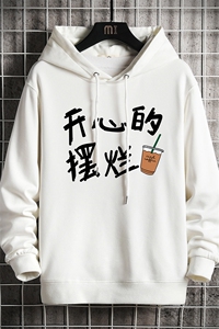 WY2348-P35 加绒款-P40 纯棉连帽卫衣男大码运动帽衫宽松薄 网格图片