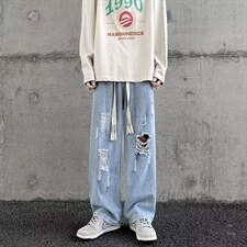 牛仔裤男秋季潮大码休闲裤子高街慵懒男N3103P40，男装牛仔裤，星座1116-2