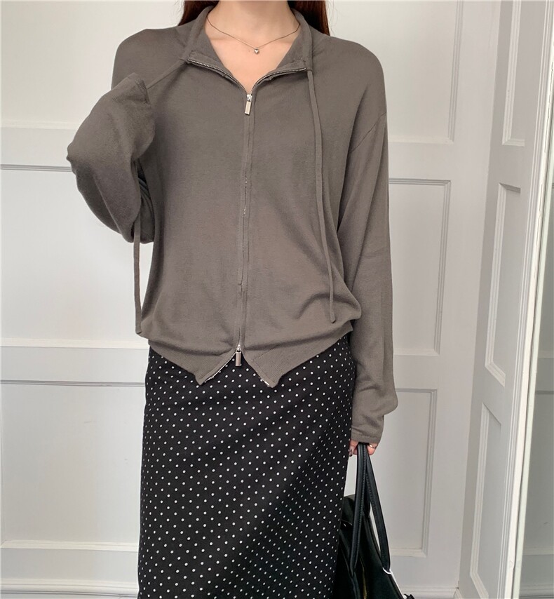 新款简约百搭长袖针织开衫女宽松休闲外套图片