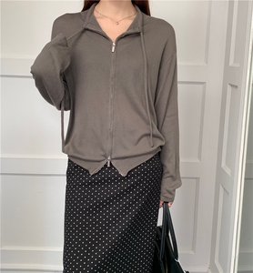 新款简约百搭长袖针织开衫女宽松休闲外套图片