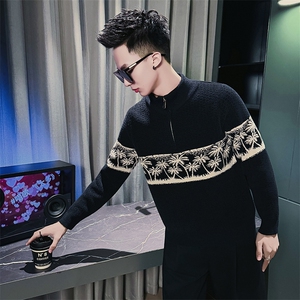 秋冬装新款毛衣男潮流半高拉链领打底针织衫      M2632-P68图片