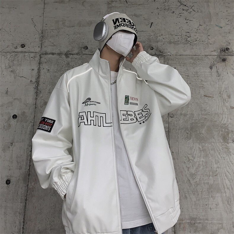 春季新款机车服夹克男潮炸街痞帅外套宽松赛车潮牌JK079-P83图片