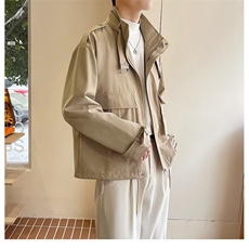 男士外套春秋季新款韩版宽松潮流假两件翻领复古工装夹克F02，男装夹克，星座1116A-2（原606A-1）