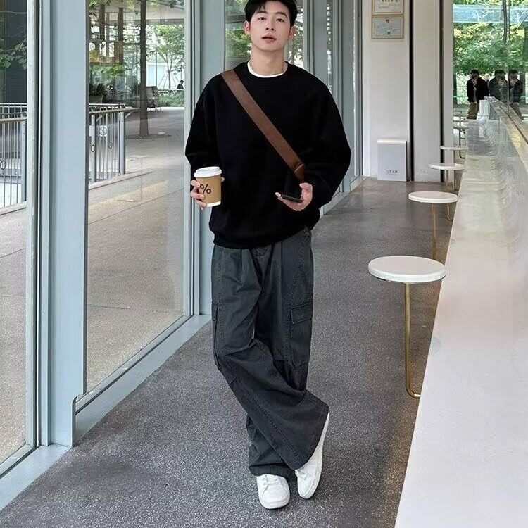 美潮重磅复古工装裤男多口袋休闲裤宽松阔腿裤XM205-P61,男装工装外套,星座208-5