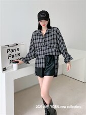 【现货】磨毛格子小衬衫，女装衬衫，依歌贝诺