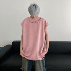 抖音品质夏季新款简约字母印花宽松坎肩背心BXJP364-特批19控38，男装背心/马甲，星座605(原A050)