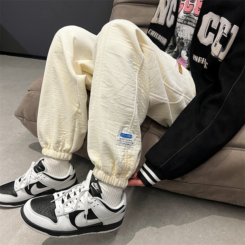 2024冬季华夫格裤子潮流加绒加厚束脚裤313A-1-NK73-P65控78,男装休闲裤,星座808A-1