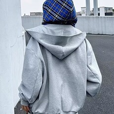 美式假两件连帽格子卫衣开衫男宽松春秋外套男卫衣网图WY290-P58，男装卫衣，星座302B-3
