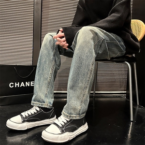 秋季新款 美式复古休闲直筒裤 宽松牛仔裤男3701P58图片