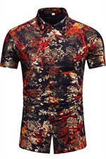 2021花衬衫大码衬衣沙滩涤棉衫弹力短袖9898P40M-7XL3D图，男装T恤，星座1106