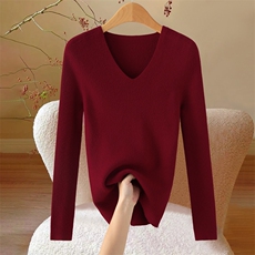 一线成衣V领毛衣女2025新款秋冬紧身内搭配大衣长袖针织打底衫，女装针织衫/毛衣，众美斯特