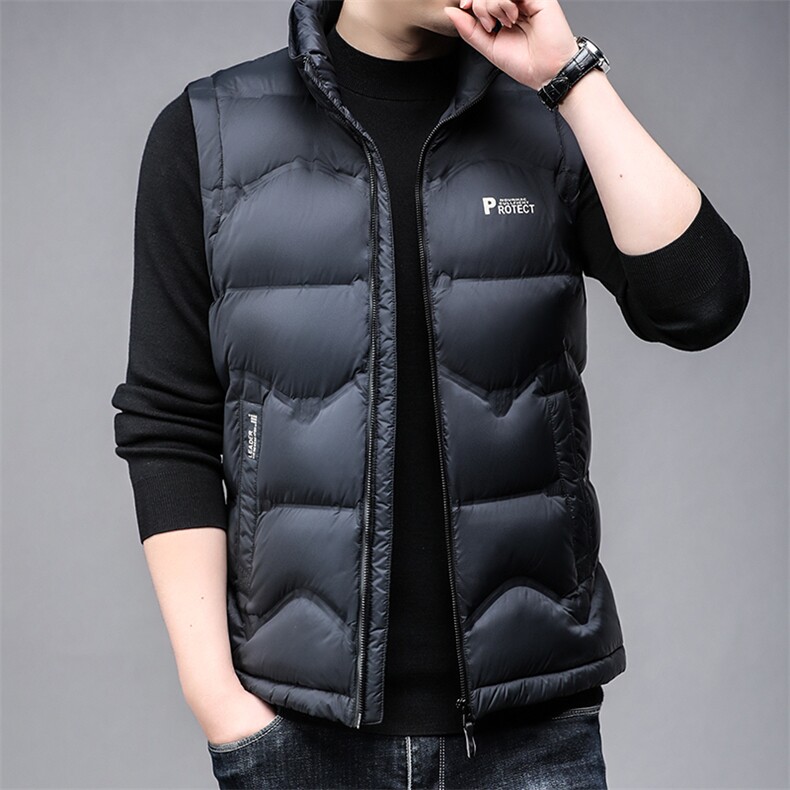 B8012白鸭绒90绒时尚休闲简约冬季厚款中年男士羽绒服马甲图片