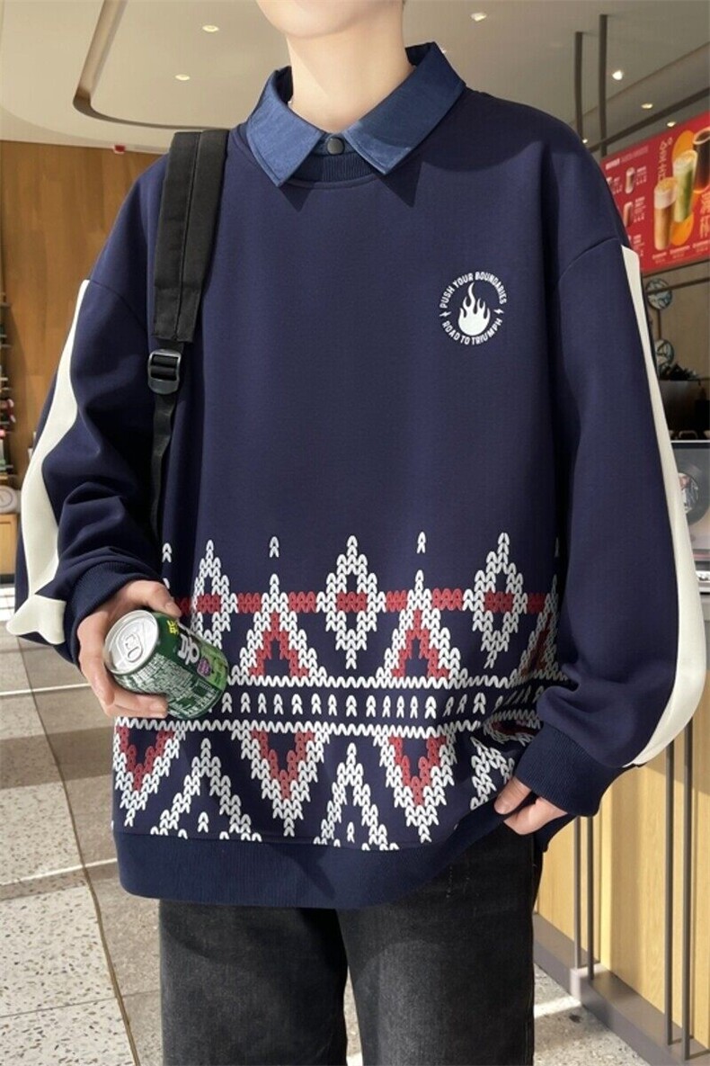 W25210-特P50港风学生青少年外套2026春秋时尚休闲卫衣男打底衫,男装卫衣,电商D310B