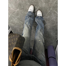 G3153LL-特P48闪电纹破洞牛仔裤美式高街cleanfit，男装牛仔裤，星座1007（原301D）