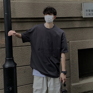 港风钢印多色大码短袖T恤男DT77781P28块特价控55：供抖音视频图片