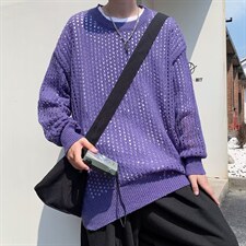 韩版宽松百搭休闲镂空毛衣2023秋新款纯色百搭休闲上衣M501-P34，男装针织衫/毛衣，星座512-2