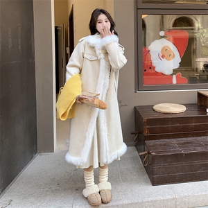 皮毛一体羊羔毛毛呢外套女中长款棉服长款 2C133-963-P235-K338图片