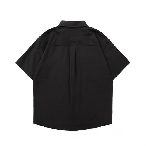 C3070/P35白底平铺冰丝工装多口袋短袖衬衣男女潮大码外套衬衫男图片