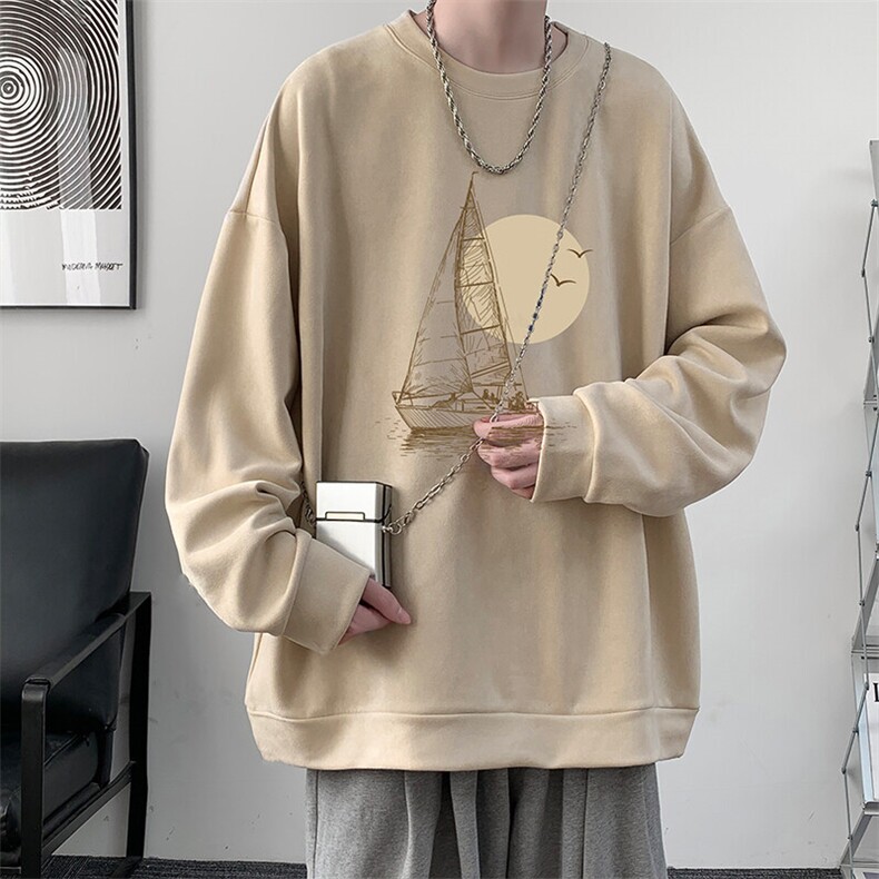 麂皮绒卫衣男大码重磅长袖t恤男JW81409-P35,男装T恤,电商A040