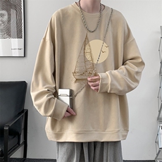 麂皮绒卫衣男大码重磅长袖t恤男JW81409-P35，男装T恤，电商A040