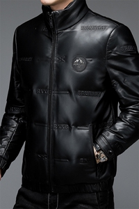 2021绵羊皮羽绒填充皮衣中年休闲男士外套秋冬上衣ALXB6605-P1000图片