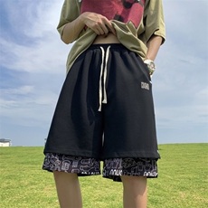 250g重磅刺绣排扣假两件短裤大码休闲五分裤FSDK05P38严控58，男装牛仔裤，电商B219B