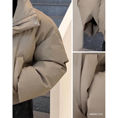 现货5W件冬季三防重磅硬挺boxy短款羽绒立领PU皮棉衣外套加厚棉服，男装棉衣，电商A443