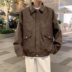 复古PU皮衣外套男2025春季新款美式休闲夹克上衣A406JK3521P88，男装夹克，星座309（原A406）