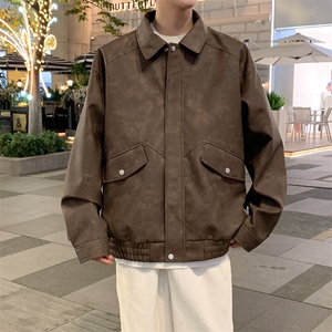 复古PU皮衣外套男2025 春季新款美式休闲夹克上衣A406 JK3521 P88图片