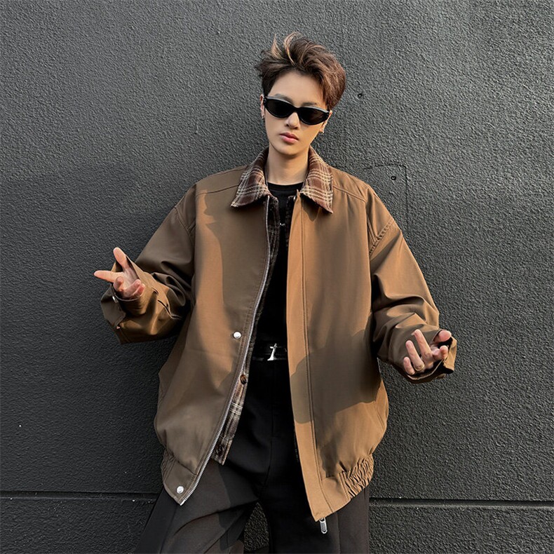 2025春季新款美式街头假两件拼接撞色夹克外套男生现货W8535-P65,男装夹克,星座512-4