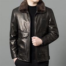 2163冬季新款男士真皮皮衣男真皮羽绒服山羊皮外套水貂领P1200，男装皮衣，电商B360A（原721A）