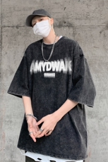 B239-X1022-P38美式字母做旧水洗短袖落肩袖短袖T恤男，男装T恤，星座514-2(原B239)