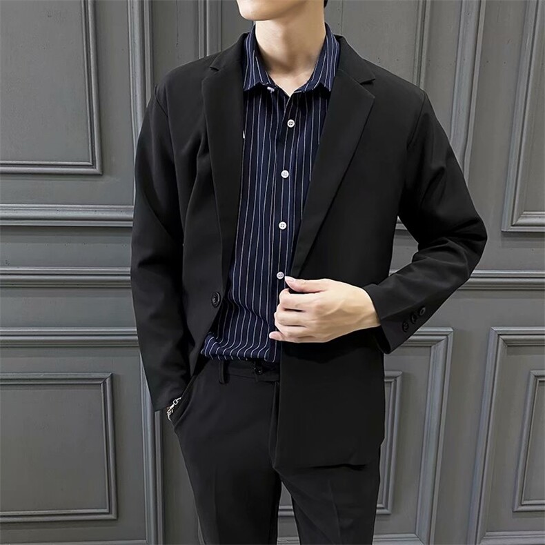 休闲西服外套男春秋韩版修身礼服商务黑色小西服Y73无装饰,男装西服,星座1116A-2（原606A-1）