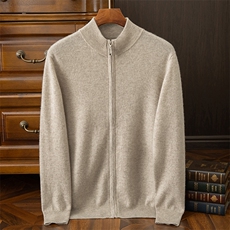 男款秋冬保暖衫35%半高领拉链开衫男装，男装羊绒开衫，飞邦羊绒