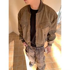 890-P64新款美式棕色夹克短款复古做旧哈灵顿外套男女上衣，男装T恤，电商B323A