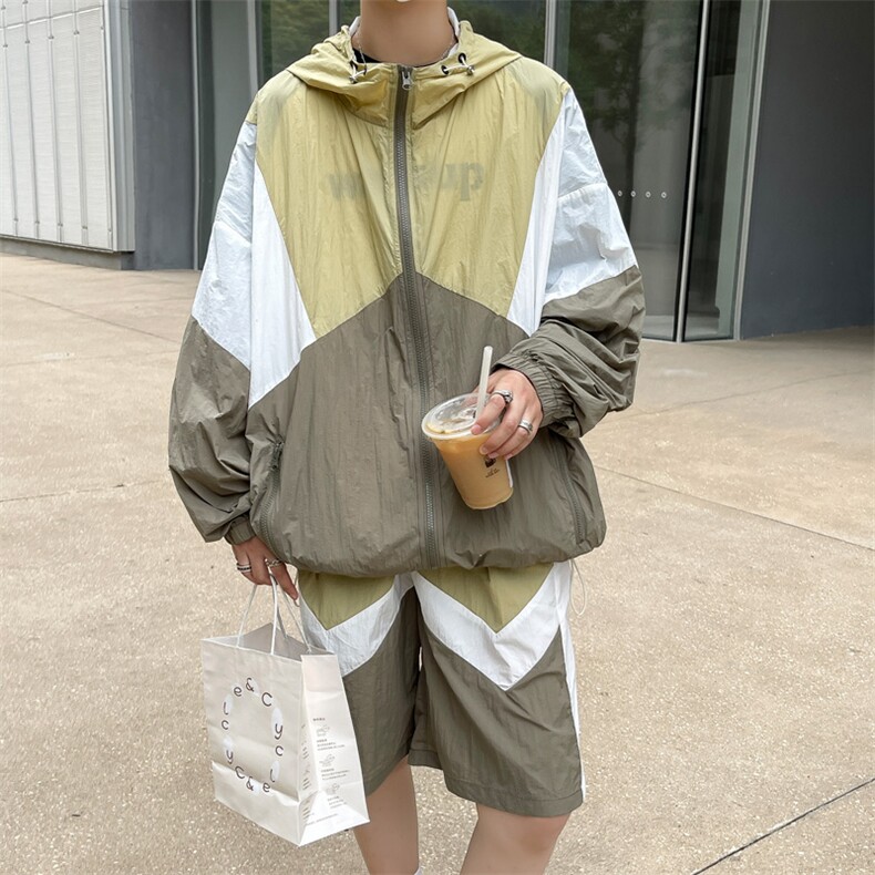 时尚连帽防晒套装男夏季运动风拼色防晒衣夹克XZ514-2-1607-P98，男装防晒衣，星座514-2(原B239)