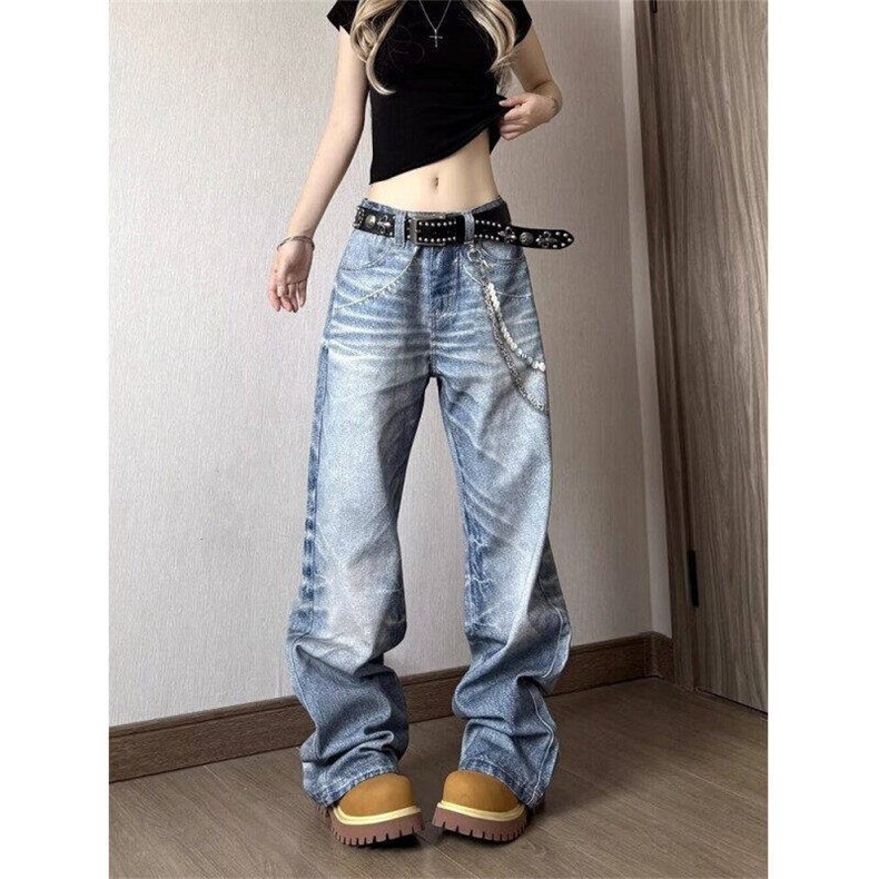 美式复古高级感直筒牛仔裤男女高街vibe休闲宽松长裤LN60877-P55,男装牛仔裤,星座1008